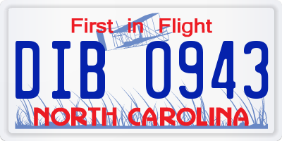 NC license plate DIB0943