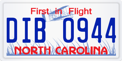 NC license plate DIB0944