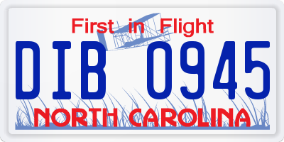 NC license plate DIB0945