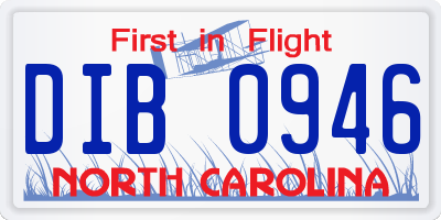 NC license plate DIB0946