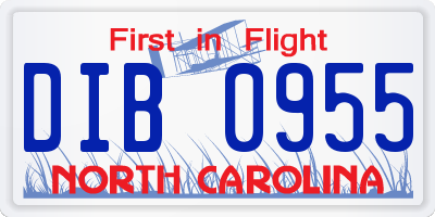 NC license plate DIB0955