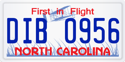 NC license plate DIB0956