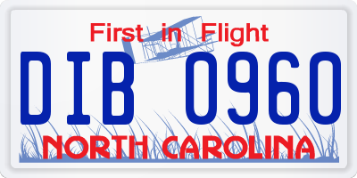 NC license plate DIB0960