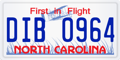 NC license plate DIB0964