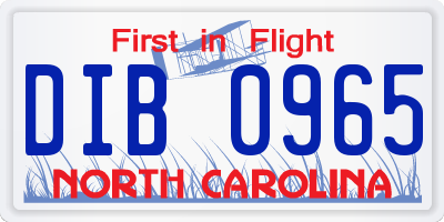 NC license plate DIB0965