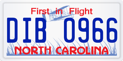 NC license plate DIB0966