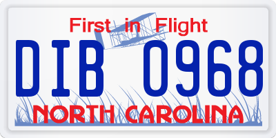 NC license plate DIB0968