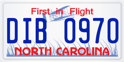 NC license plate DIB0970
