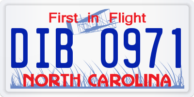 NC license plate DIB0971