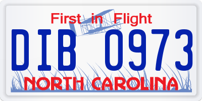 NC license plate DIB0973