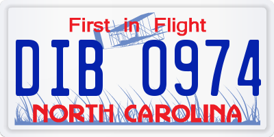 NC license plate DIB0974