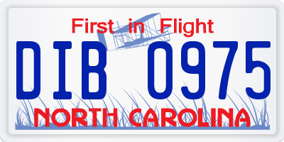 NC license plate DIB0975