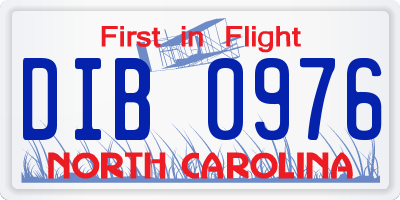 NC license plate DIB0976