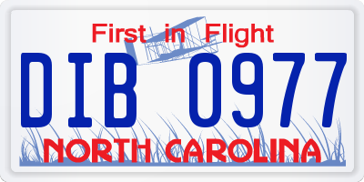 NC license plate DIB0977