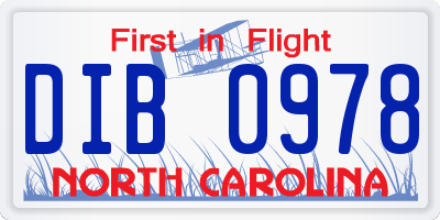 NC license plate DIB0978