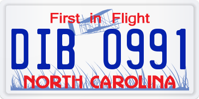 NC license plate DIB0991