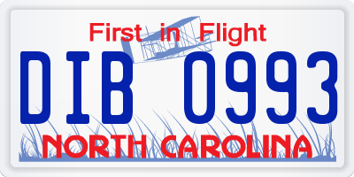 NC license plate DIB0993