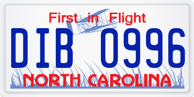 NC license plate DIB0996