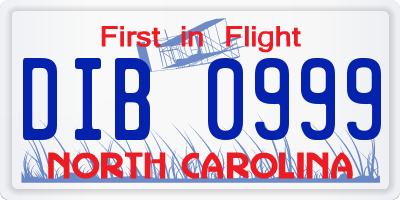 NC license plate DIB0999