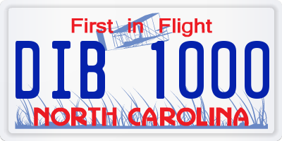 NC license plate DIB1000