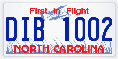 NC license plate DIB1002