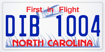 NC license plate DIB1004