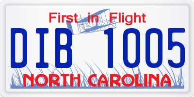 NC license plate DIB1005