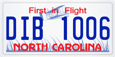 NC license plate DIB1006