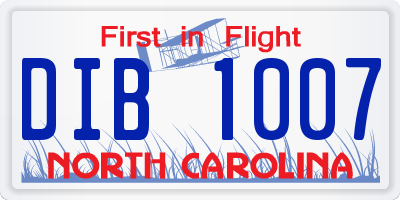 NC license plate DIB1007
