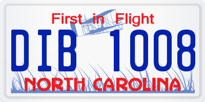 NC license plate DIB1008