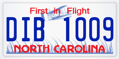 NC license plate DIB1009