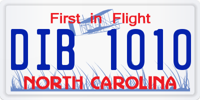 NC license plate DIB1010