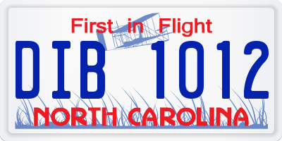 NC license plate DIB1012