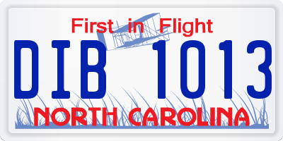 NC license plate DIB1013