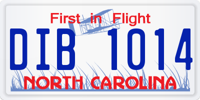 NC license plate DIB1014