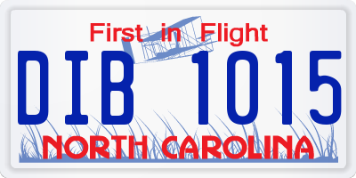 NC license plate DIB1015