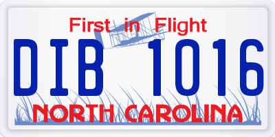 NC license plate DIB1016