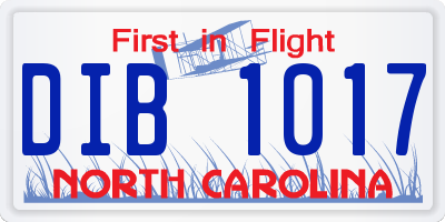 NC license plate DIB1017