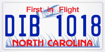 NC license plate DIB1018