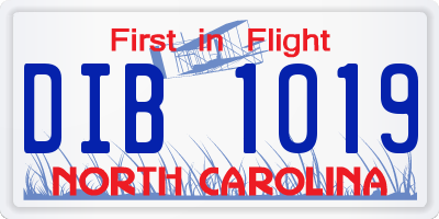 NC license plate DIB1019