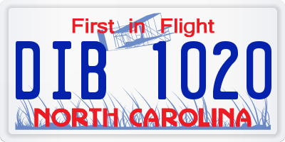NC license plate DIB1020