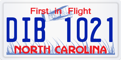 NC license plate DIB1021
