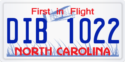 NC license plate DIB1022