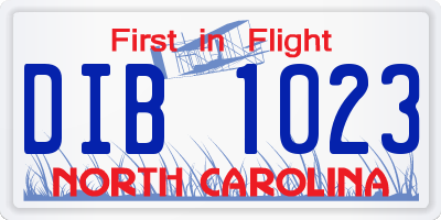 NC license plate DIB1023