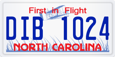 NC license plate DIB1024