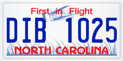 NC license plate DIB1025