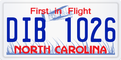 NC license plate DIB1026