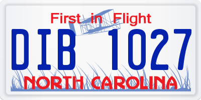 NC license plate DIB1027