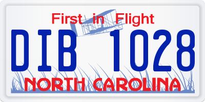 NC license plate DIB1028