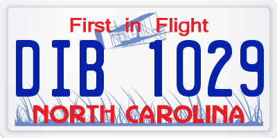 NC license plate DIB1029